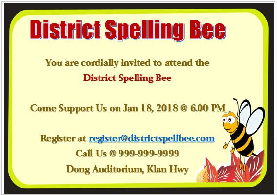 Free Printable Spelling Bee Invitations