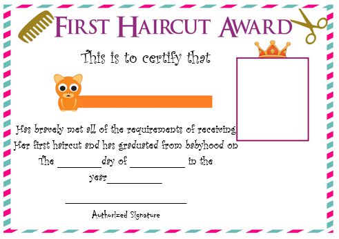 1st Haircut Certificate Monya Bjgmc Tb Org
