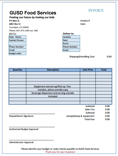 catering invoice template 6