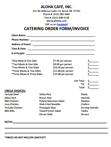 catering invoice template 7