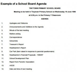 school board meeting agenda template