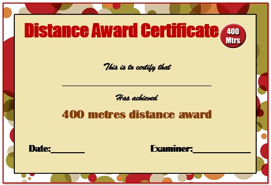 400m Swimming Certificate