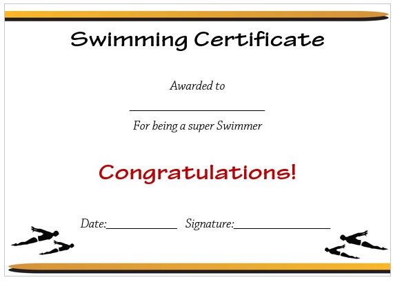 Swimming Certificate