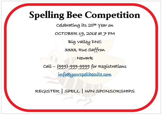 Spelling Bee Invitation Template 1