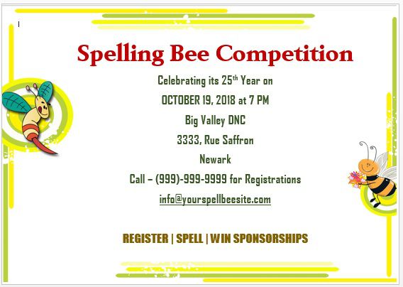 Spelling Bee Invitation Template 15