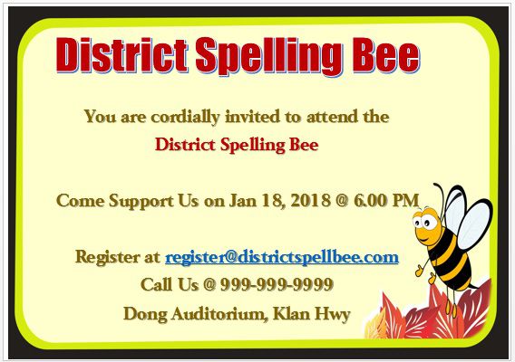 Spelling Bee Invitations Template 4