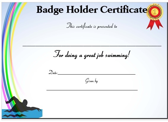 Swimming Certificate and Badge Holder