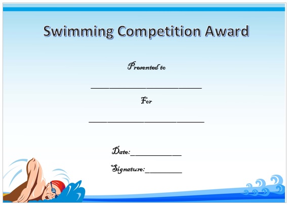 Swimming Competition Certificate