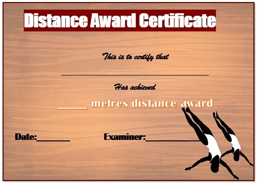 Swimming Distance Certificate
