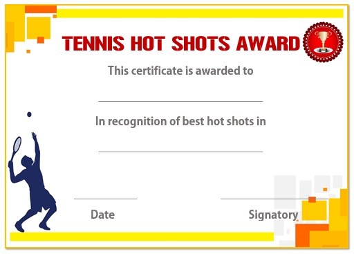 Tennis hot shots certificate