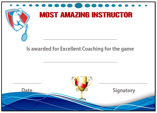 Tennis instructor certificate