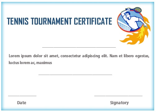 Tennis tournament certificate template