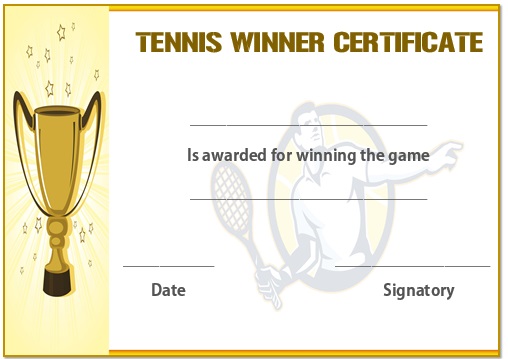 Tennis winner certificate