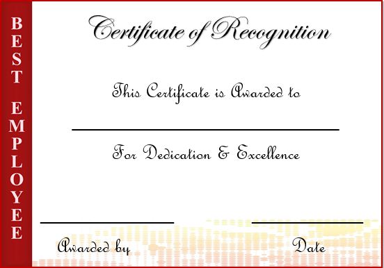 Certificate Of Appreciation Employee Recognition