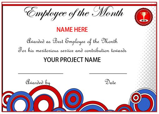 Certificate Of Recognition Employee Of The Month