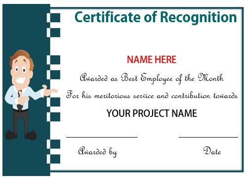Certificate Of Recognition For Employee Of The Month