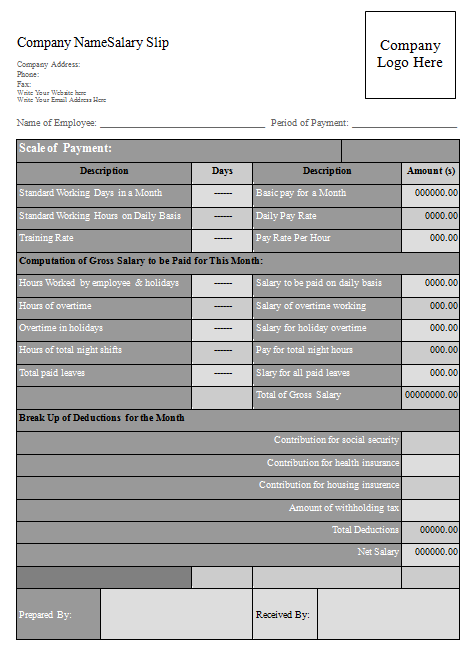 Salary Slip Format For Contract Employee 2