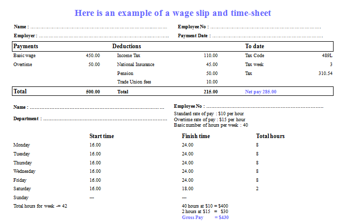 Salary Slip Format For Labour