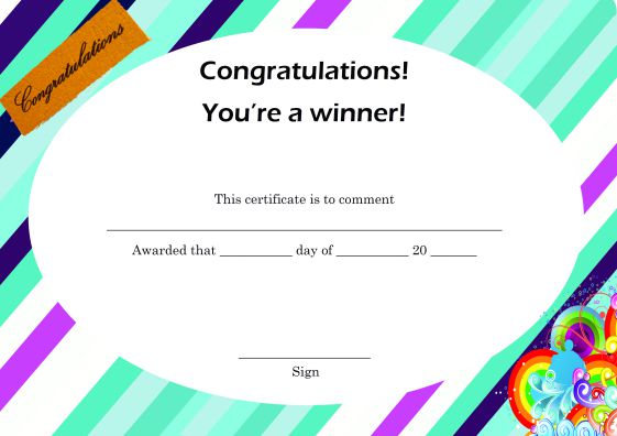 Trivia Winner Certificate Printable