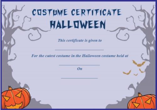 Halloween Costume Certificates With Best Designs and Halloween ...