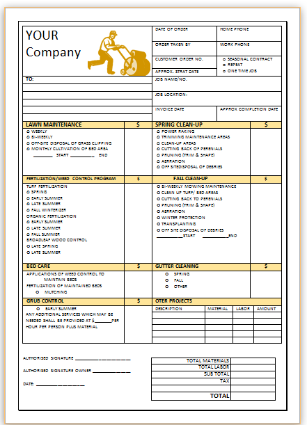 Landscaping Invoice Template 2