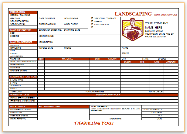 Landscaping Invoice Template 4