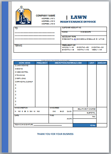 Landscaping Invoice Template 5