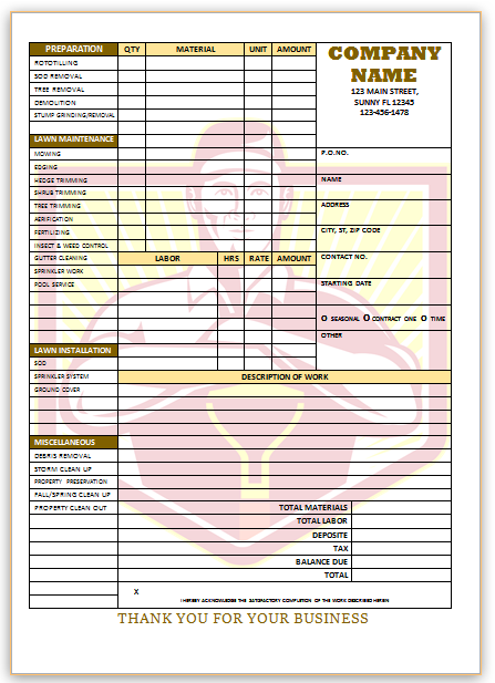 Landscaping Invoice Template 8