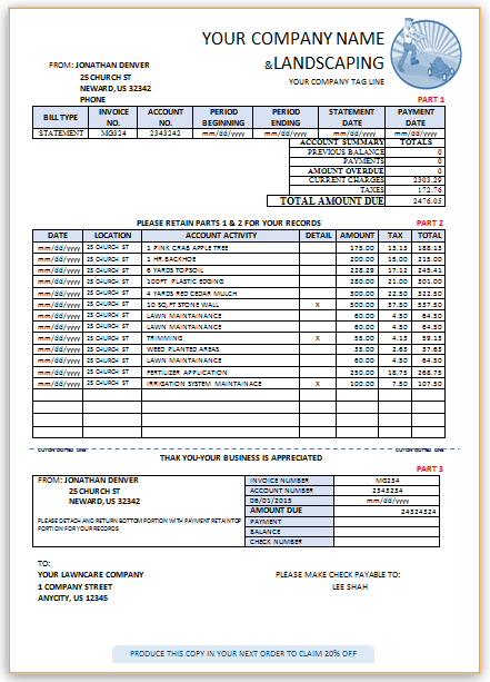 Landscaping Invoice Template 9