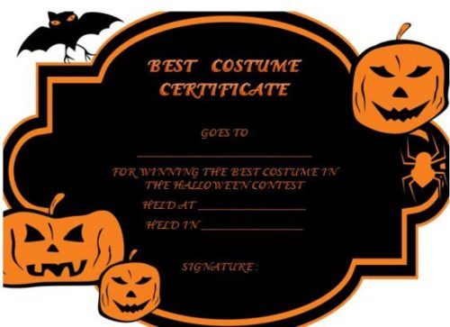 Halloween Costume Certificates With Best Designs and Halloween ...