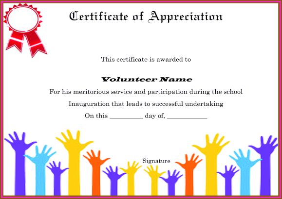 Volunteer Service Volunteer Appreciation Certificate Template Certify 