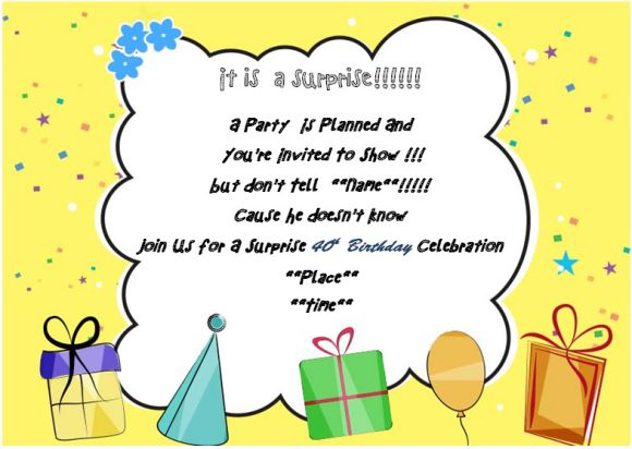 40th Surprise Birthday Party Invitation For Him