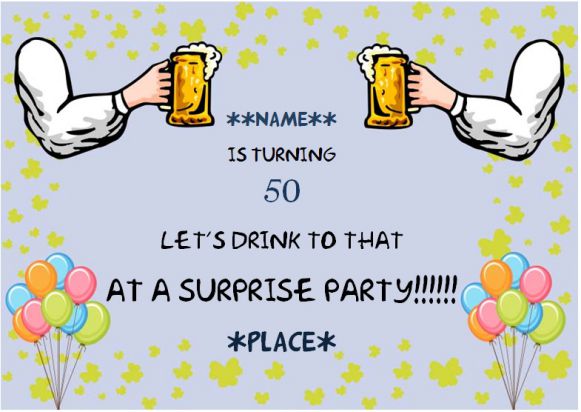 50th surprise birthday party invitation for him