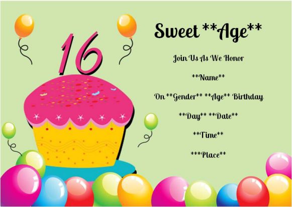 Surprise 16th birthday party invitation