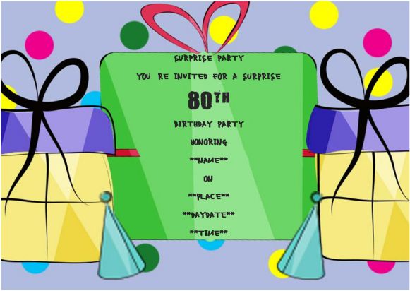 Surprise 80th birthday party invitation