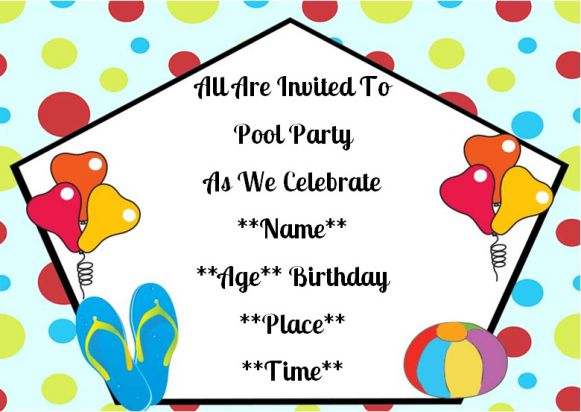 Surprise birthday pool party invitation