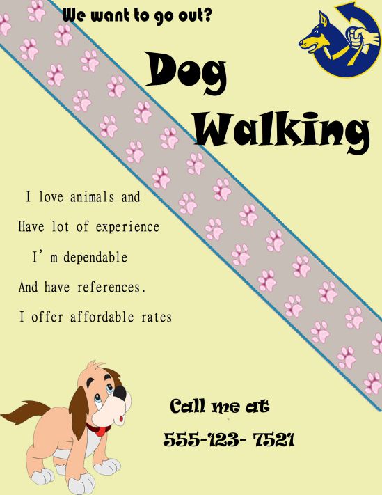 Dog walking flyer template