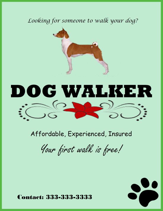 Experienced dog walker template