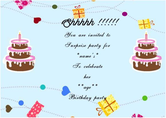 Surprise birthday party invitation for her