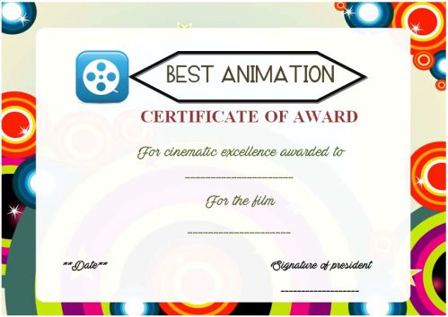 Film And Animation Award Certificate