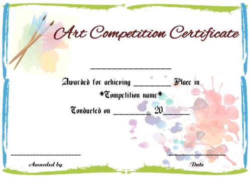 Art Competition Certificate Sample
