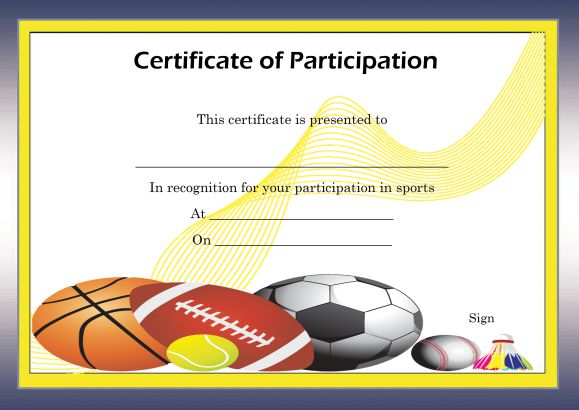 Free Certificate of Partcipation Template Sports