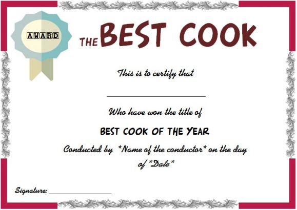 Best Cook Certificate