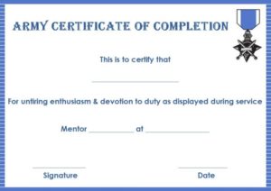 Army Certificate of Completion Template