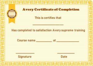 Avery Certificate of Completion Template