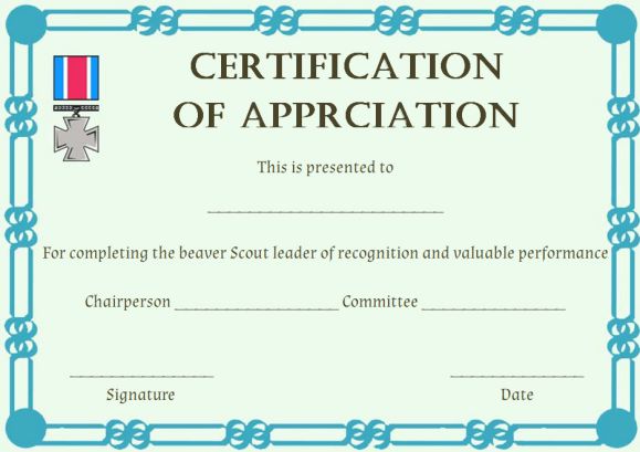 Beaver Scout Certificate Templates