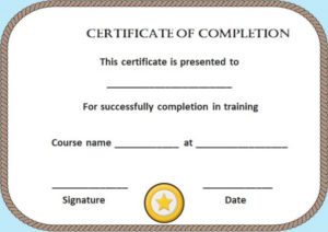 Blank Certificate of Completion Template Free