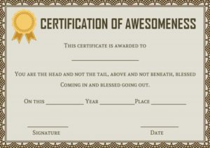 Certificate of Awesomeness Template