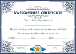 Certificate of Awesomeness Template Document
