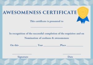 Certificate of Awesomeness Template Words
